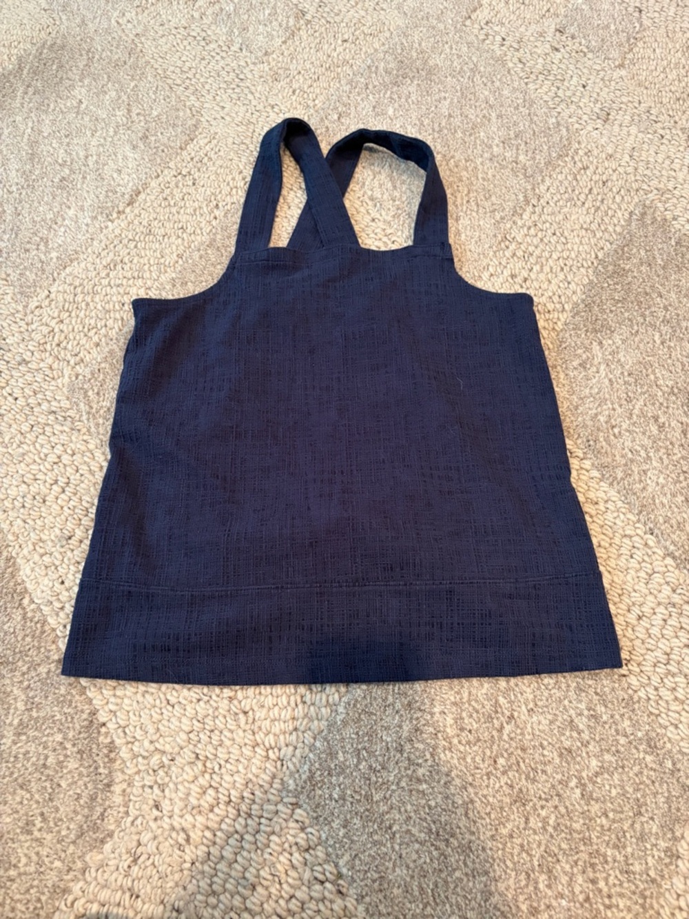 Madewell Navy Textured Square-Neck Tank - Wide Straps